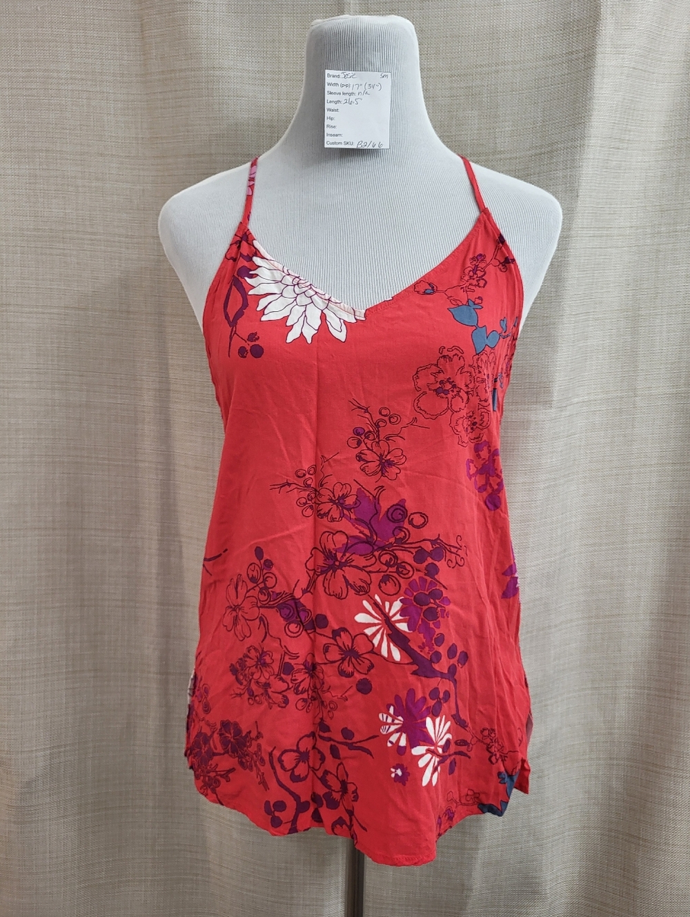Josie Natori Floral Sleeveless Blouse Women's Racerback Top Cottagecore Size Sm
